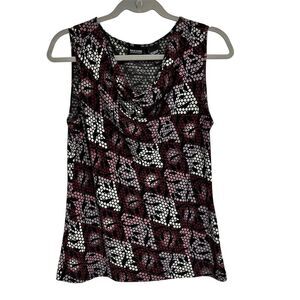 New York & Company Women's Cowl Neck Tank Top S Multicolor Geometric